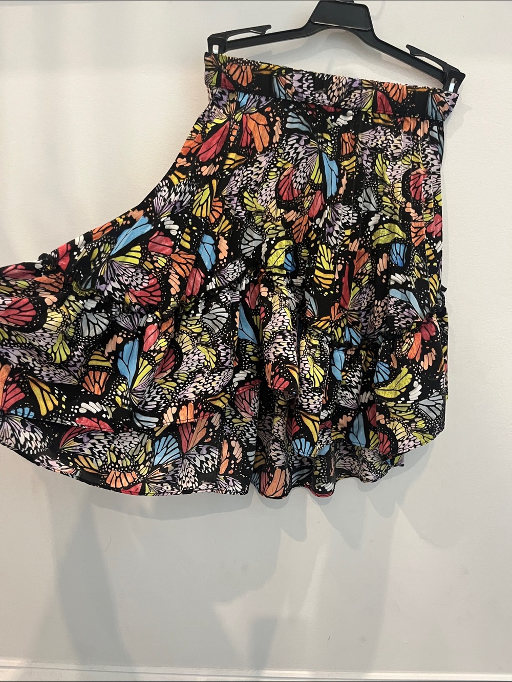 art class Black Multi-Color Butterfly Print Midi Skirt
